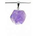 Pendant Amethyst Dodecahedron - Silver Plated