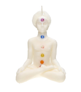 Vela Artesanal Branca - 7 Chakras Humano
