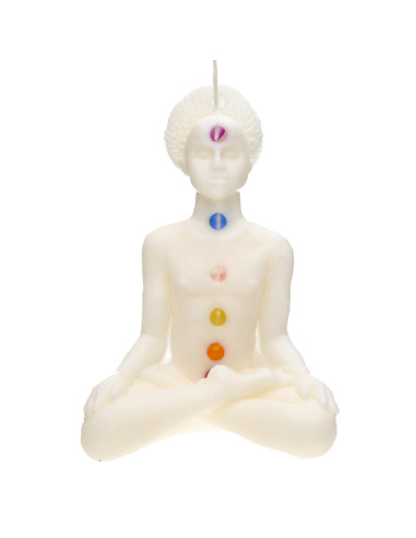 Vela Artesanal Branca - 7 Chakras Humano