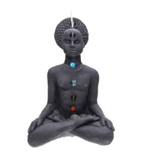 Vela Artesanal Negra - 7 Chakras Humano