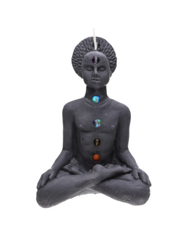 Vela Artisanale Noire - 7 Chakras Humain
