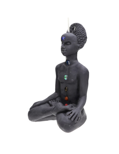 Vela Artisanale Noire - 7 Chakras Humain