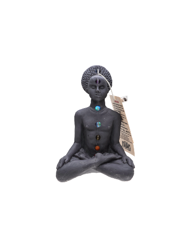 Vela Artisanale Noire - 7 Chakras Humain