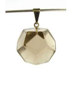 Pendant Smoked Dodecahedron Quartz - Silver Plated