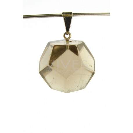 Pendant Smoked Dodecahedron Quartz - Silver Plated