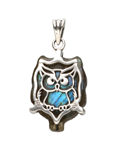Labradorite Owl Pendant in Sterling...