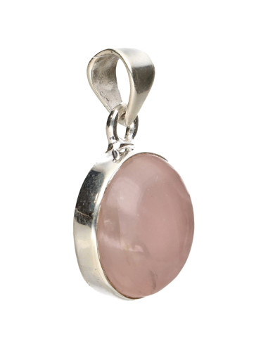 Circular Rose Quartz Pendant in 925...