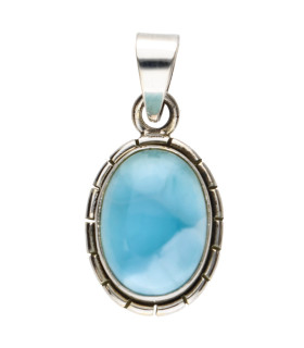 Colgante Oval de Larimar em Prata de Lei 925