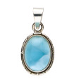 Colgante Oval de Larimar em Prata de Lei 925