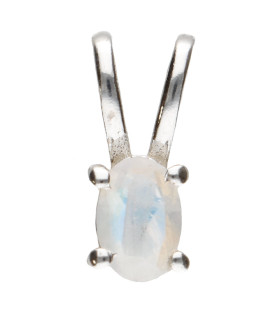 Colgante Oval Mini de Pedra Lua Facetada em Prata de Lei 925