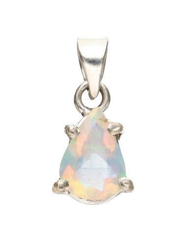 Faceted Opal Teardrop Pendant in 925...
