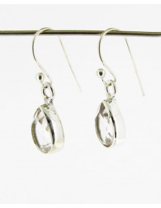 Boucles d'oreilles Quartz Goutte d'eau blanche à facettes 10x8mm - Argent 925 2