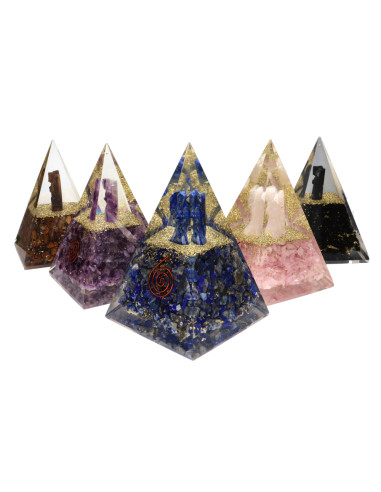 Pyramide Orgonite en Œil de Tigre en...