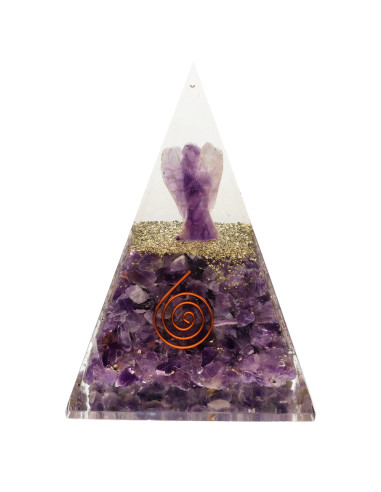 Pyramide Orgonite d'Améthyste en...