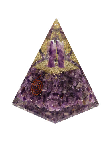 Pyramide Orgonite d'Améthyste en...