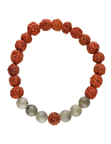 Pulsera de Rudraksha avec Labradorite