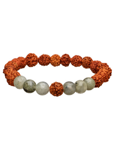 Pulsera of Rudraksha with Labradorite