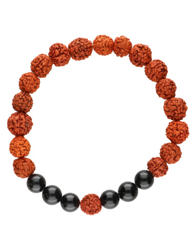 Pulsera de Rudraksha avec Turmaline