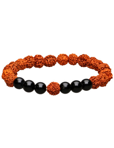 Pulsera di Rudraksha con Tormalina