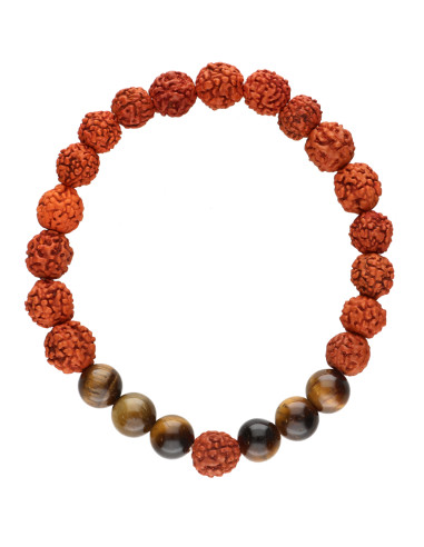 Pulsera de Rudraksha avec Oeil de Tigre