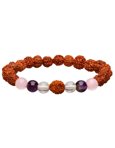 Pulsera de Rudraksha com Quartzo,...