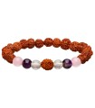 Pulsera de Rudraksha avec Quartz, Améthyste et Quartz Rose