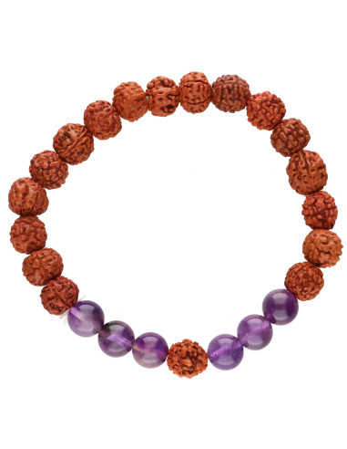 Pulsera de Rudraksha avec Amatista