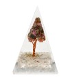 Pirámide Orgonite di Tormalina e Quarzo in Resina con Albero 4x4cm