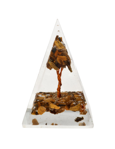 Pyramide Orgonite en Oeil de Tigre en...