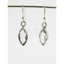 Pendientes Cuarzo Blanco Ojo Facetado 10x7mm - Plata de Ley 925