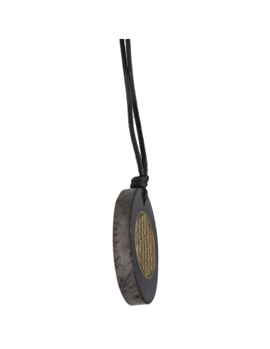 Oval Shungite Pendant with Flower of...