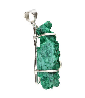 Colgante de Malaquite Fibreuse en Plata de Ley 925 (40Z)