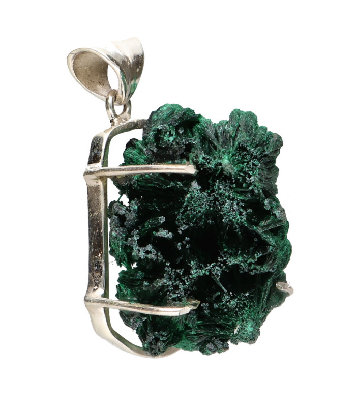 Colgante de Fibrous Malachite in Sterling Silver 925 (42Z)