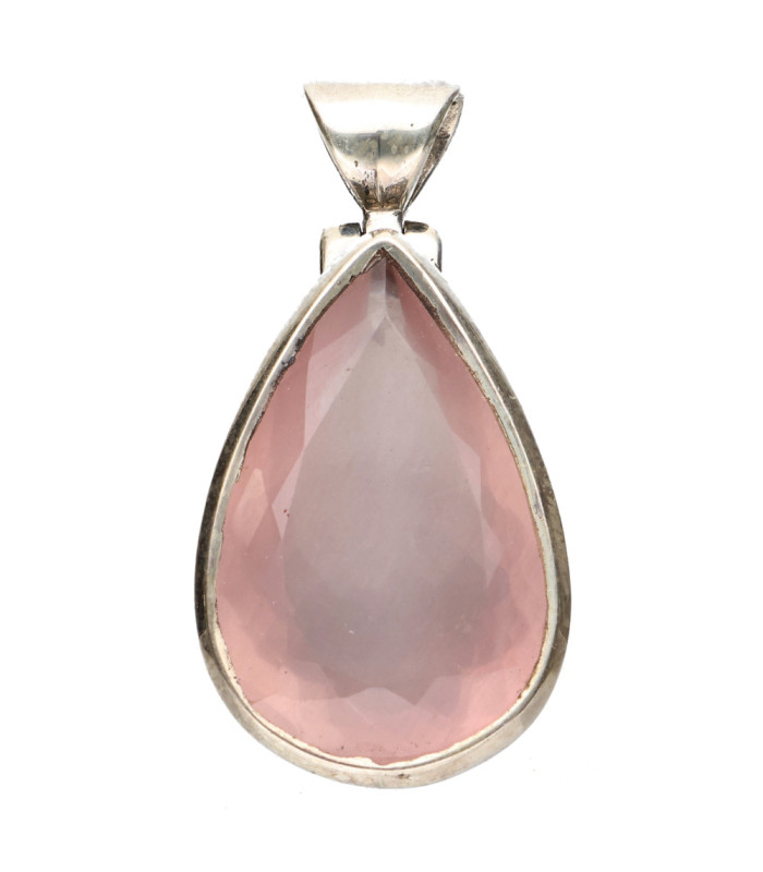 Colgante de Cuarzo Rosa en Plata de Ley 925 (47Z)