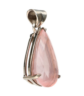 Colgante de Quartzo Rosa em Prata de Lei 925 (48Z)