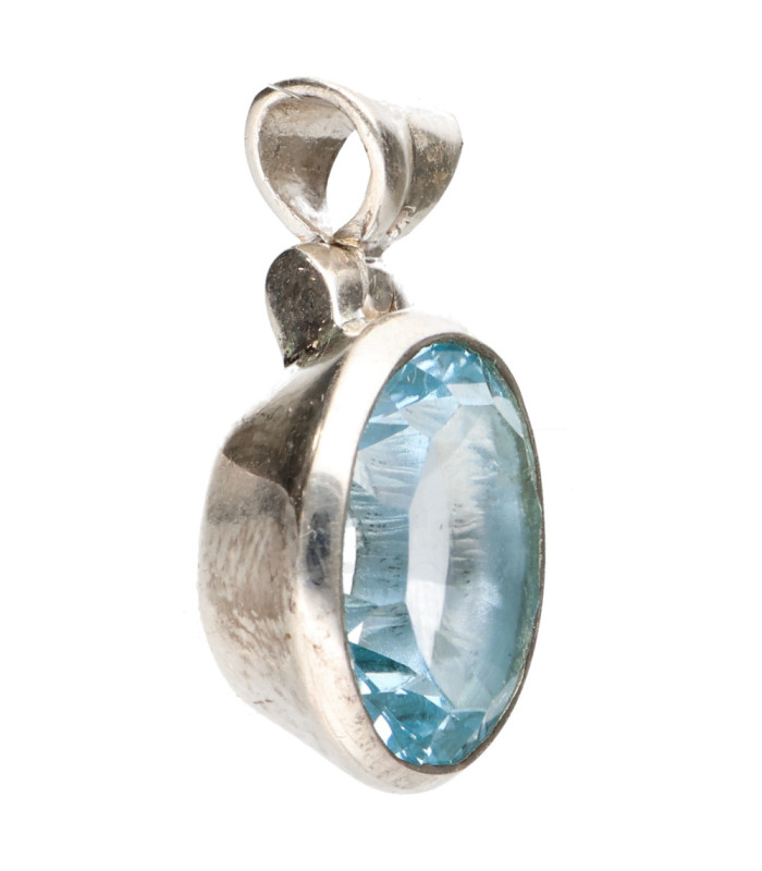 Colgante de Topacio Bleu en Plata de Ley 925 (51Z)