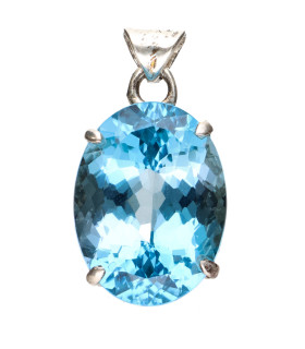 Colgante de Topacio Azul en Plata de Ley 925 (54Z)