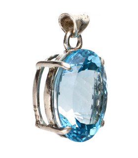 Colgante de Topacio Azul en Plata de Ley 925 (54Z)