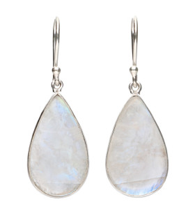 Pendientes de Piedra Luna en Plata de Ley 925 (A26)
