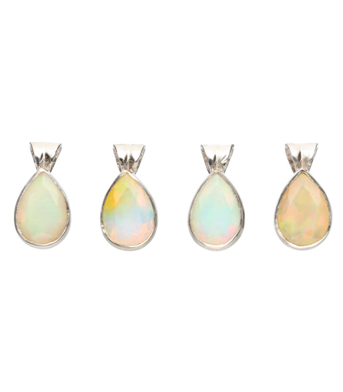 Colgante Goccia di Opale Sfaccettato in Argento Sterling 925