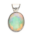 Small Faceted Opal Oval Pendant in 925 Sterling Silver