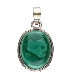 Colgante de Malaquita em Prata de Lei 925 (A49)