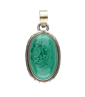 Colgante di Malachite in Argento Sterling 925 (A50)
