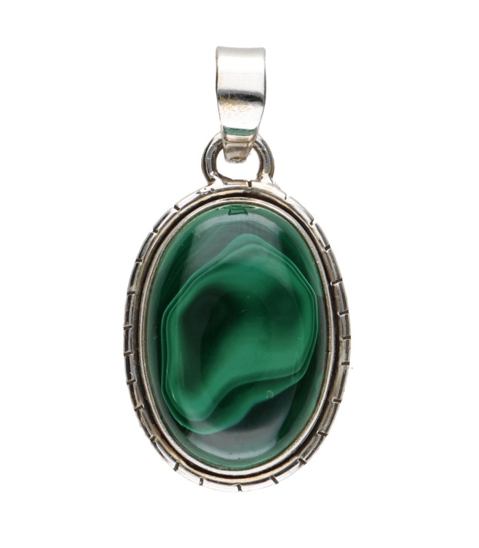 Colgante di Malachite in Argento Sterling 925 (A52)