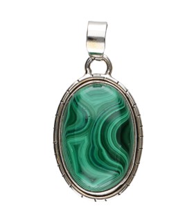 Colgante di Malachite in Argento Sterling 925 (A53)