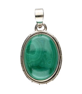 Colgante de Malaquita em Prata de Lei 925 (A54)