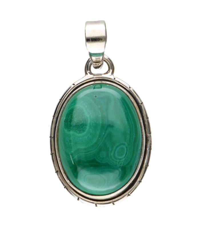 Colgante de Malaquita in 925 Sterling Silver (A54)