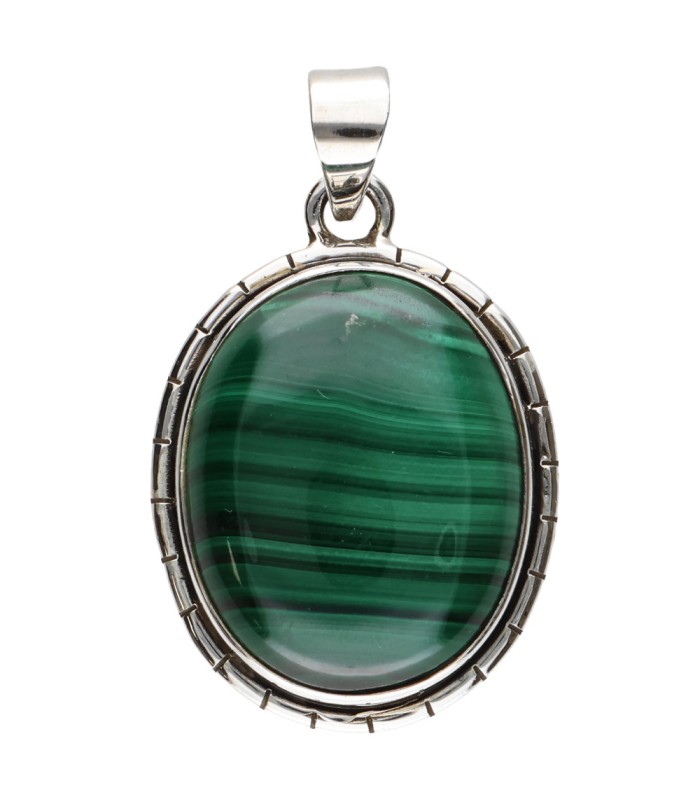 Colgante di Malachite in Argento Sterling 925 (A55)