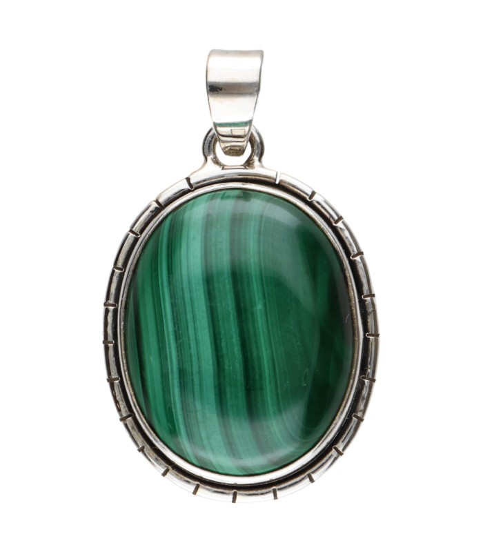 Pendente di Malachite in Argento Sterling 925 (A56)