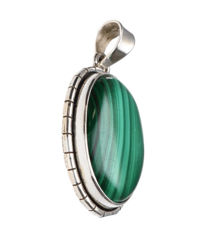 Pendente di Malachite in Argento Sterling 925 (A56)